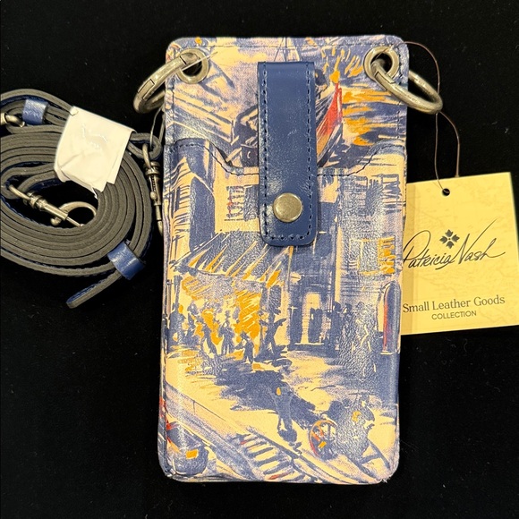 Patricia Nash Artistic Blue Leather Phone Holster